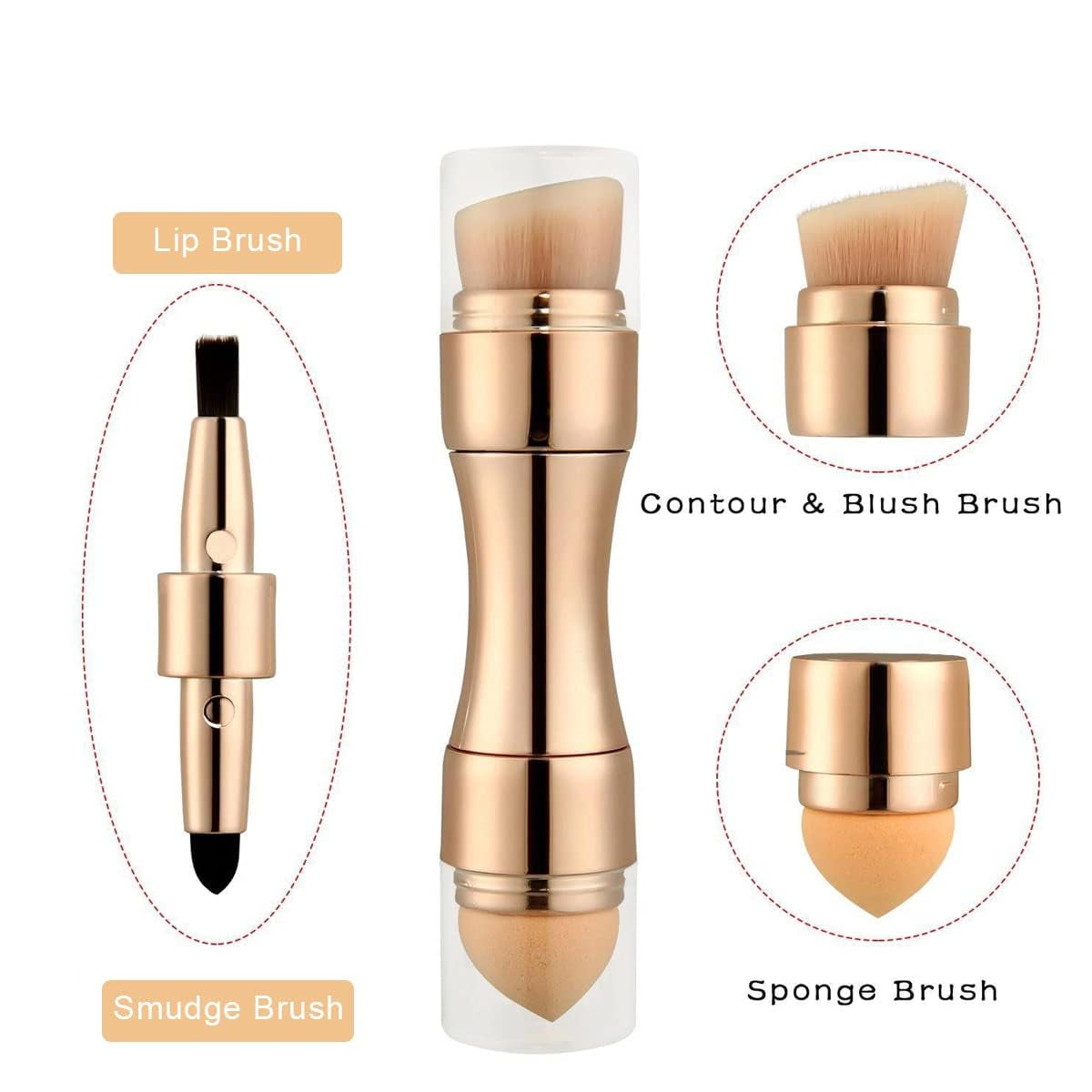 Portable 4 in 1 Makeup Brush