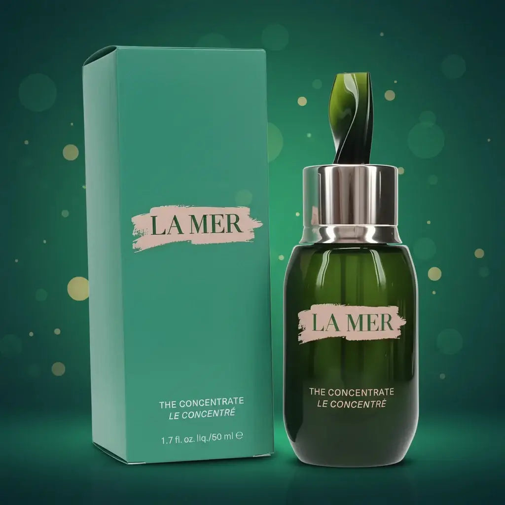 La Mer Concentrate serum in elegant packaging, showcasing its 1.7 oz size and luxurious design.