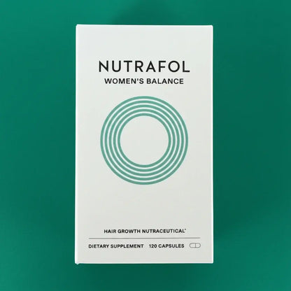 Nutrafol Women's Balance Hair Growth Support box, a women's hair growth supplement with 120 capsules.