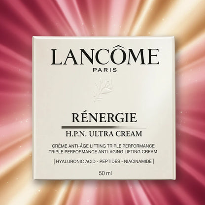 Lancome peptide firming cream packaging with advanced formula for skin firming and hydration.